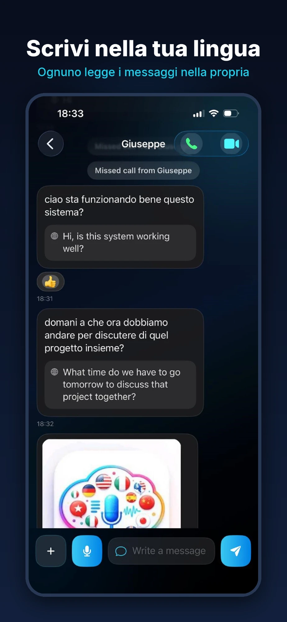 Chat con traduzione automatica dei messaggi