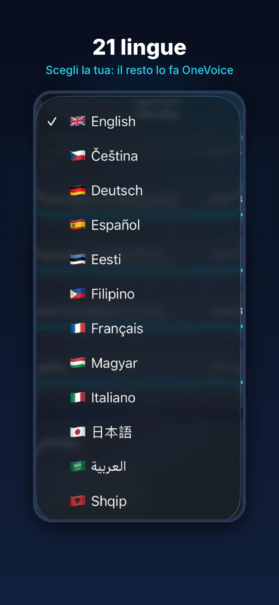 Scelta fra 21 lingue